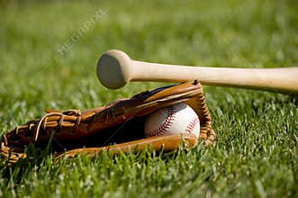 Baseball Glove, Bat and Ball