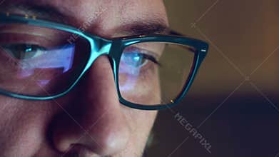 Computer Display Reflections on glasses and eyes