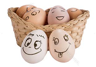 Mental Health Concept Funny easter smile eggs
