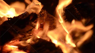 Bonfire closeup flame