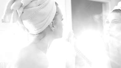 woman blonde taking a shower