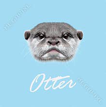 Vector Illustrated Portrait of Otter.
