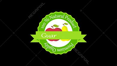 Quality guarentee label with fruits bio 4k animation
