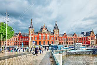 Beautiful buildings Amsterdam Central station.