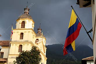 Colombian Flag and Church