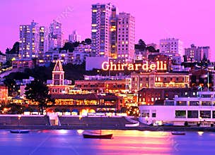 San Francisco waterfront at dusk.