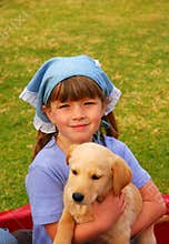 Cute girl with puppy dog