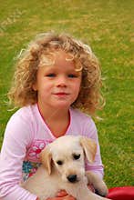 Cute girl with puppy dog