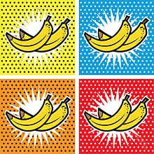 Banana pop art set backgrounds