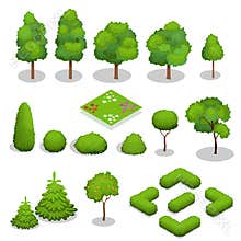 Isometric vector trees elements for landscape