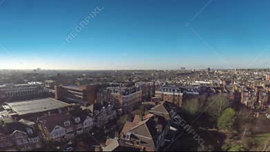 London buildings drone flying above
