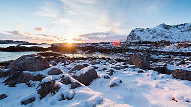 Frozen surface landscape in coastal Norway