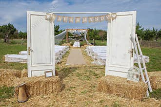 Outdoor rural wedding venue setting