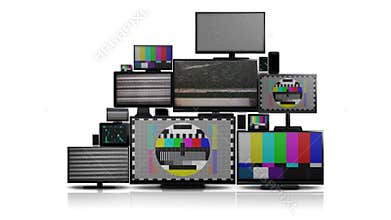 Many different types of screens with no signal