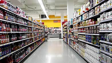 Beverages corridor in Walmart store