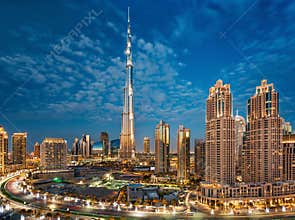 Dubai, UAE, December 31, 2013 Burj Khalifa at the magical blue hour