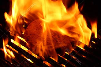 BBQ grill with fire