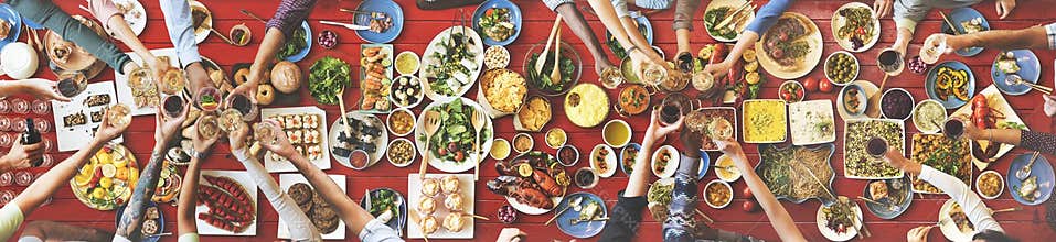 Friends Happiness Enjoying Dinning Eating Concept