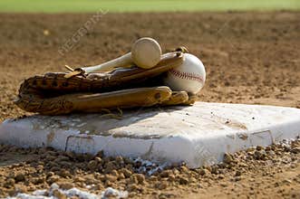 Baseball equipment on base