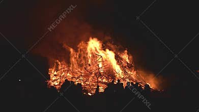 Huge bonfire with easter