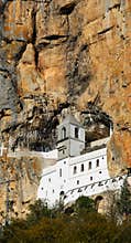 Ancient monastery in high mountain. Montenegro.