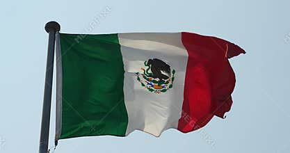 4k mexico flag is fluttering in wind.