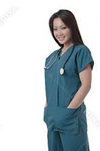 Attractive Asian nurse in scurbs