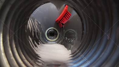 Cleaning meat slicer meat red brush