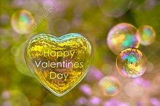 Happy Valentines Day card, soap bubble