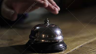 Modern hotel reception counter desk with bell