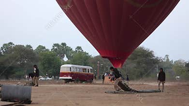 Staffs preparing hot air balloons