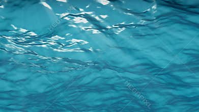 Ocean Waves Reflecting Sun with Rays. Seamlessly animated loop.