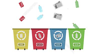 Recycle Concept - Recycle Bins set with different colors.