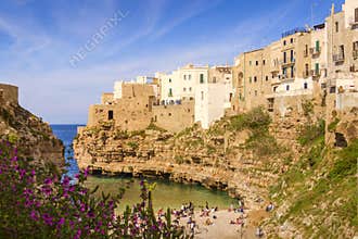 Apulia coast. Adriatic coast.Polignano a Mare: 'Cala Porto' beach .Italy (Apulia)