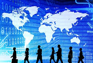 Binary Code Cartography Business People Concept