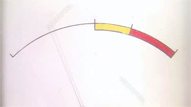 Rectangular measurement device with a pointer indicator, retro style