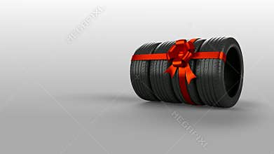 Tyre tire isolated on white animated present gift with mask