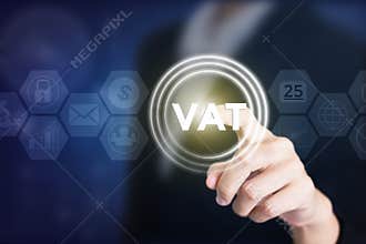 Business woman holding posts in VAT.