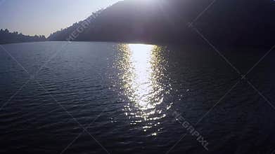 Sunlight shining on a river