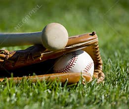 Baseball Glove, Bat and Ball