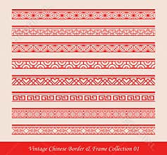 Vintage Chinese Border Frame Vector Collection 02