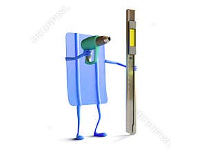 Car wrapping squeegee character isolated