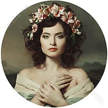 Beautiful girl in a wreath of orchids, Renaissance
