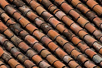 Old red clay roof tiles