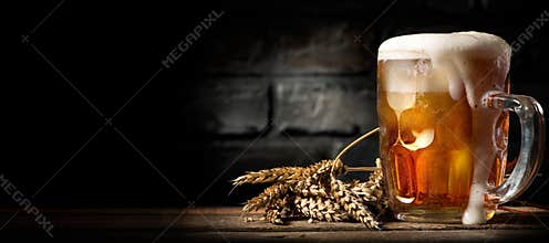 Beer in mug on table