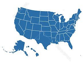 Blank similar USA map on white background. United States of America country. Vector template for website