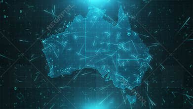 Australia Map Background Cities Connections 4K