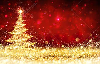 Shining Christmas Tree - Golden Glitter sparkling