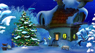 Magic Christmas Night. New Year scene