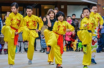 Chinese dancers celebrating the Chinese New Year